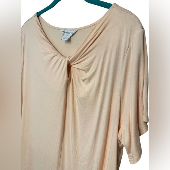 Liz Claiborne Peach Short Sleeve Shirt with Neckline Tie Knot Size 1X - Picture 5 of 10